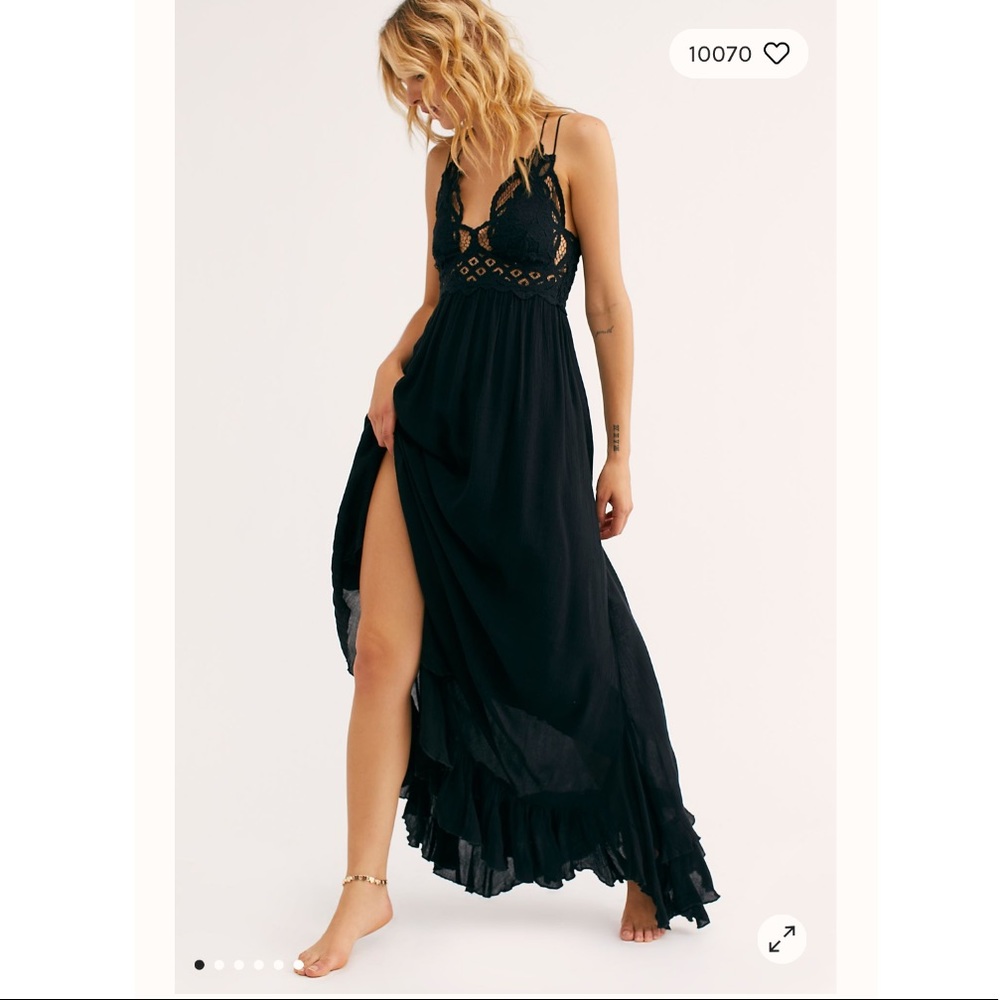 NWT’s Free People Adella Maxi Slip Dress in Black
